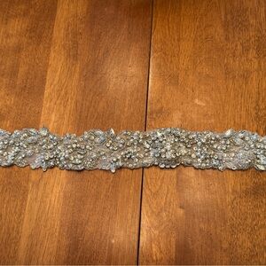 Embellished Silver Beaded Belt